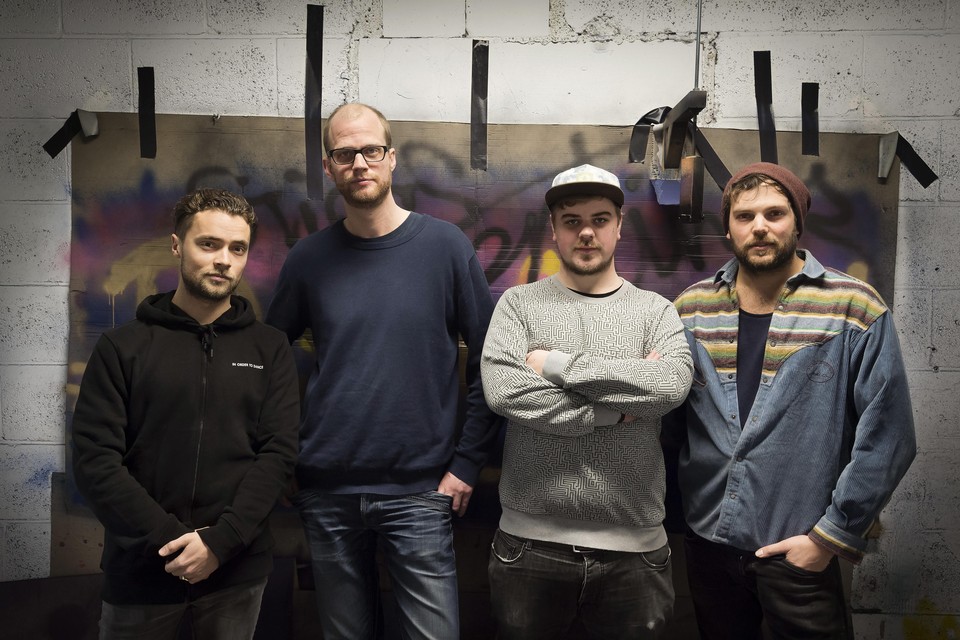 De Leidse Nachtraad wordt vertegenwoordigd door (vlnr) Sebastian Schoenmaker, Hans Seisveld, Jurrian Jockin en Len van Brussel.
