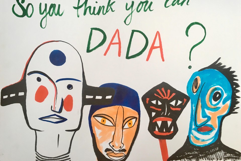 Deze maskers tekende Carmen Schabracq voor ’So you think you can Dada?’.
