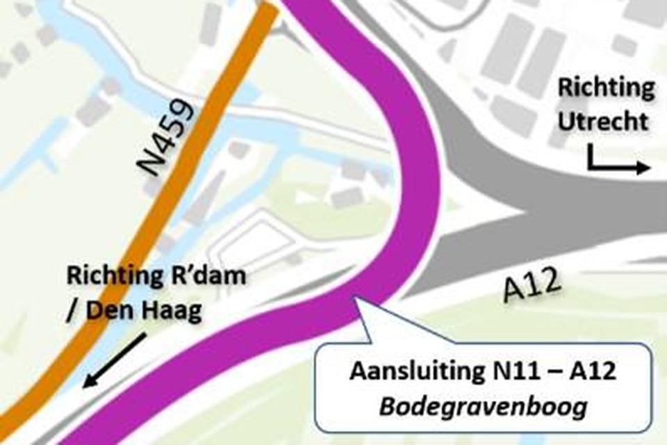 Een scheets van de Bodegravenboog tussen N11 en A12.