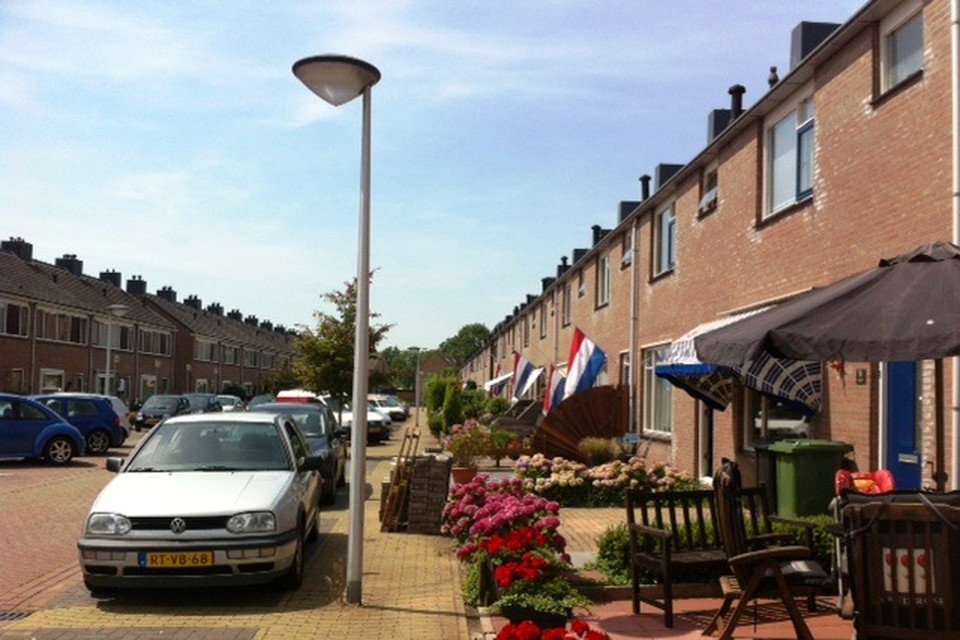 De vlaggen hangen halfstok aan de Buitenweg in Rijpwetering. 