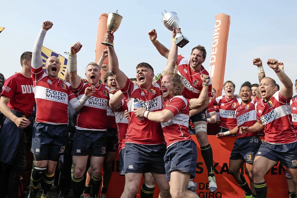 DIOK viert de landstitel in 2019. De Leidse rugbyers zijn nog steeds regerend landskampioen.