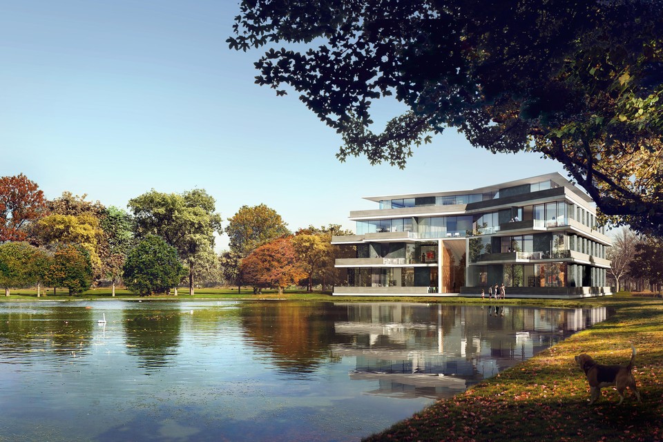 Voorlopig ontwerp van het appartementencomplex dat op buitenplaats Haagwijk wordt gebouwd.