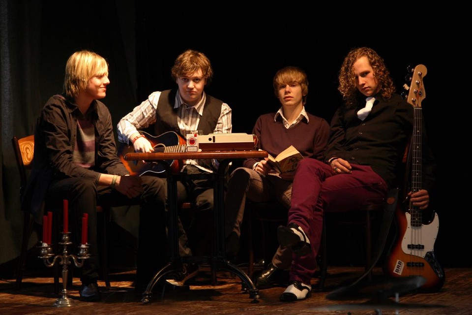 Berightback, de eerste band van Tim Knol, met vlnr Jelle Boersma, Tim Knol, Kees Schaper en Pieter Tensen.
