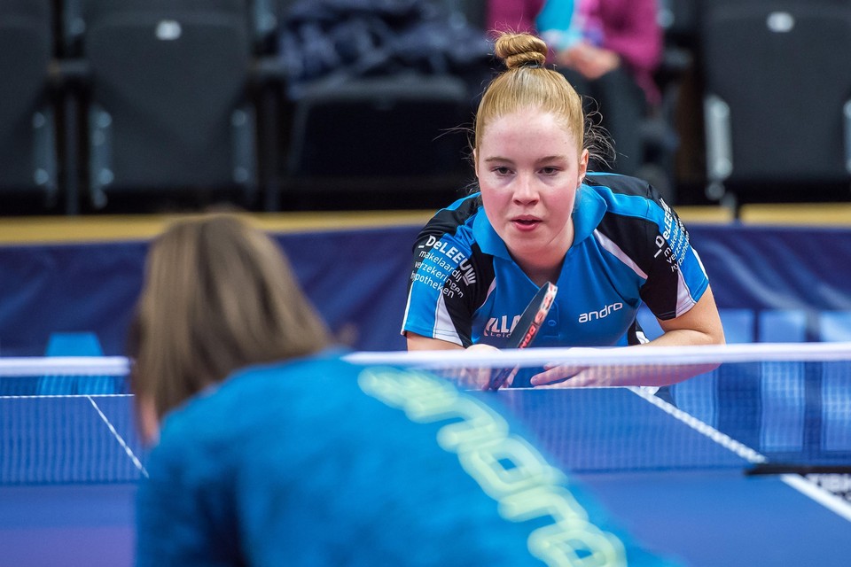 Kim Vermaas in actie tijdens het Nederlands kampioenschap in Zwolle.