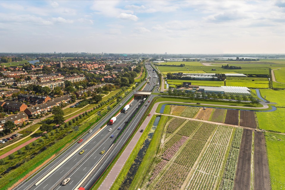 De toekomstige Rijnlandroute tussen Leiden en Katwijk.