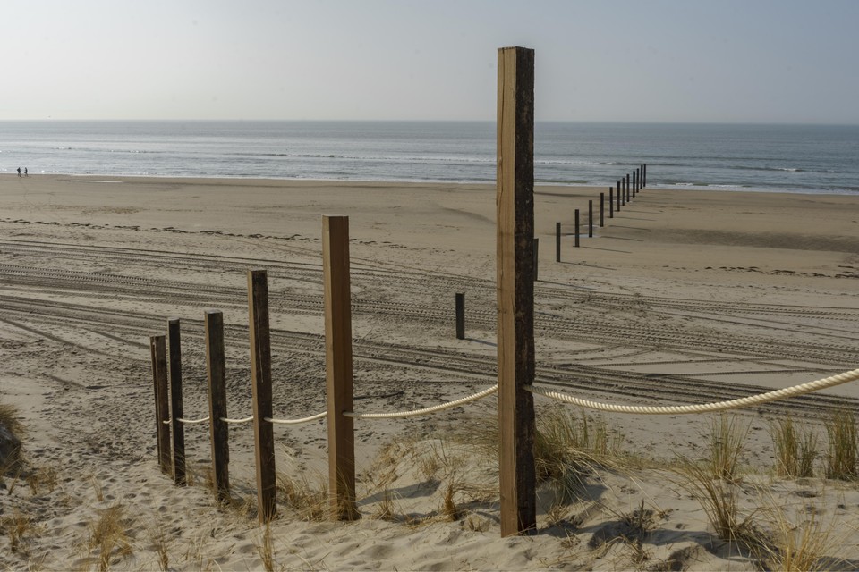 Middels palen worden wandelaars bij Noordvoort richting de duinen gedirigeerd.