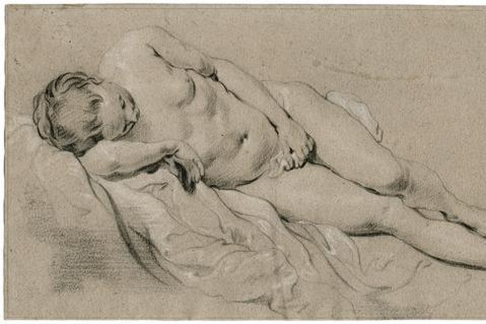 Jacob van loo, 1614-1670, liggende naakte vrouw,