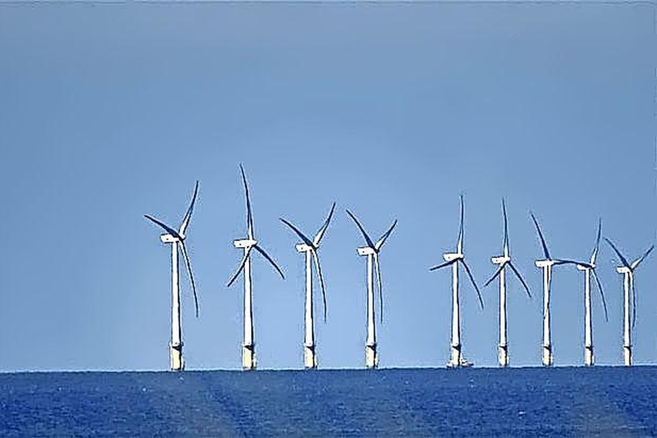Een windmolenpark op de Noordzee.