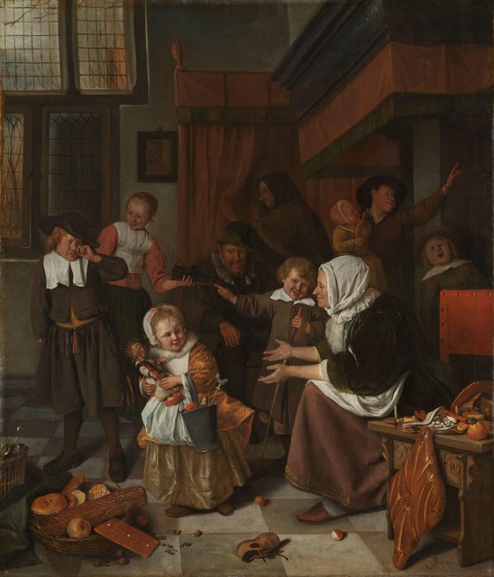 Schilderij met een Sint Nicolaasfeest van Jan Steen.