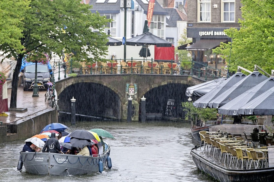 Ook de horeca op en rond de Nieuwe Rijn lijdt onder de huidige weersomstandigheden.
