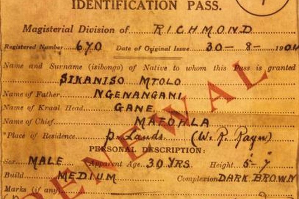 
De ID-kaart van Sikaniso Mtolo.
