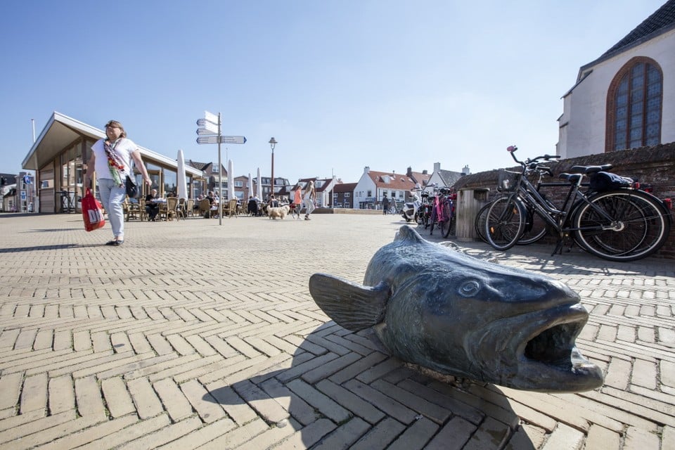 De viskiosk op het Andreasplein in Katwijk. Archieffoto Hielco Kuipers